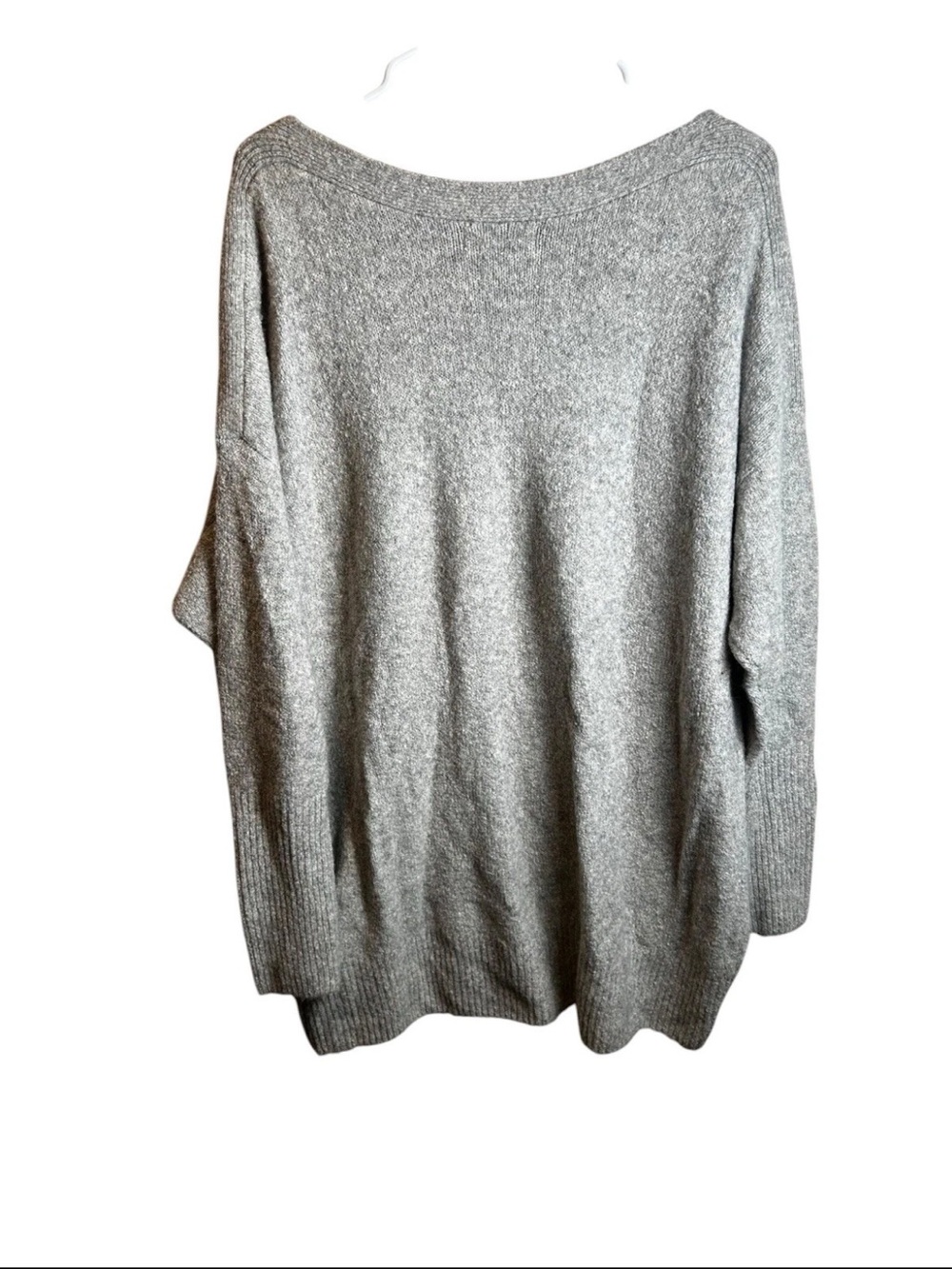 NWT Anthropologie Gray Boatneck Sweater XL Merino Wool Blend Oversized Pullover - Picture 3 of 5